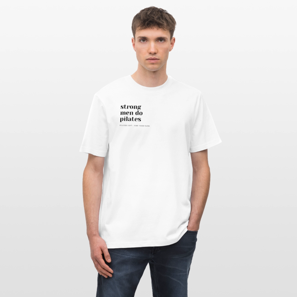 „strong men do pilates“ Unisex T-Shirt - Weiß