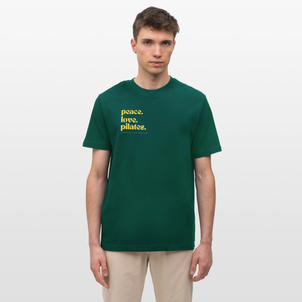 Statement-Shirt „peace. love. pilates.“ – Bio-T-Shirt SPARKER - Forest