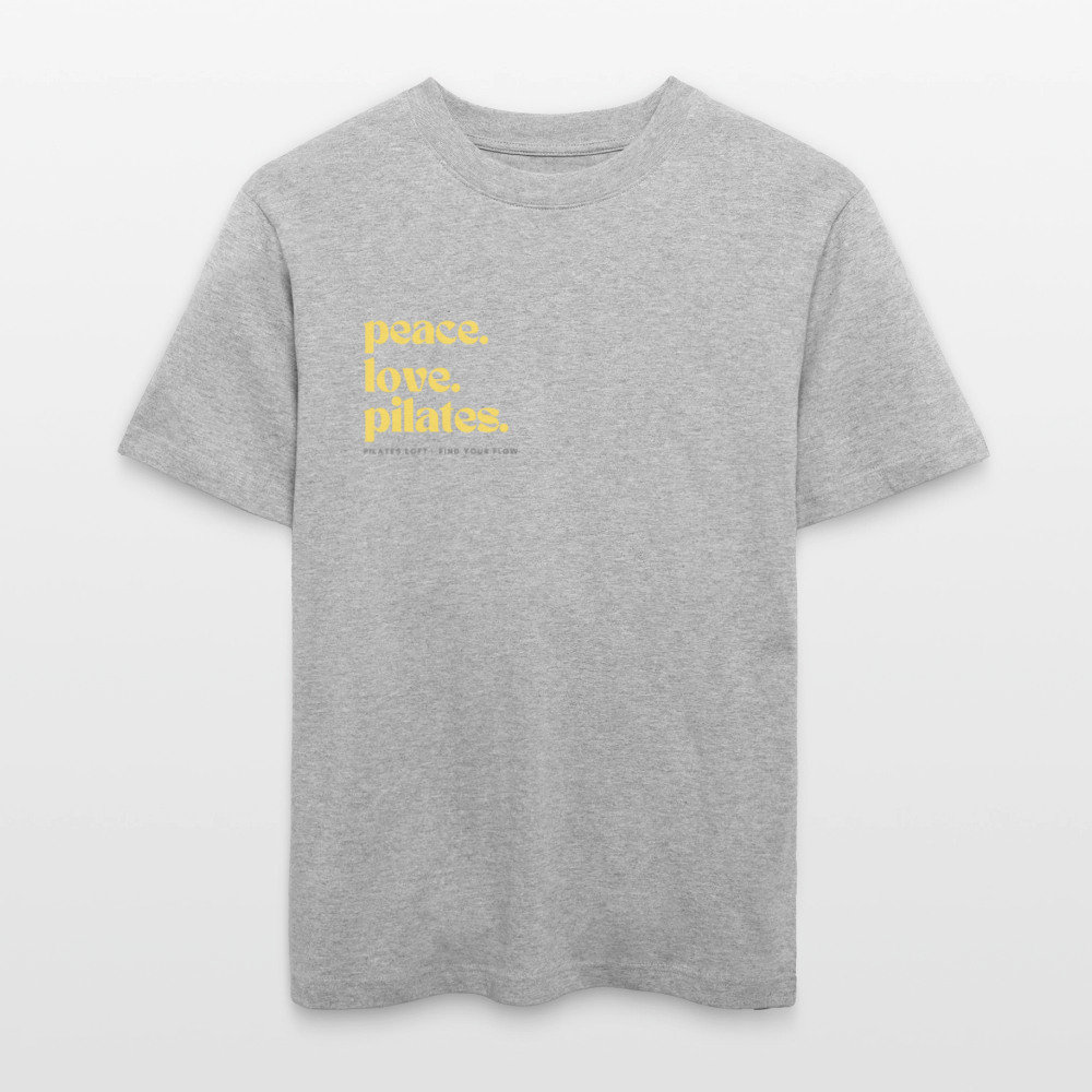 Statement-Shirt „peace. love. pilates.“ – Bio-T-Shirt SPARKER - Grau meliert