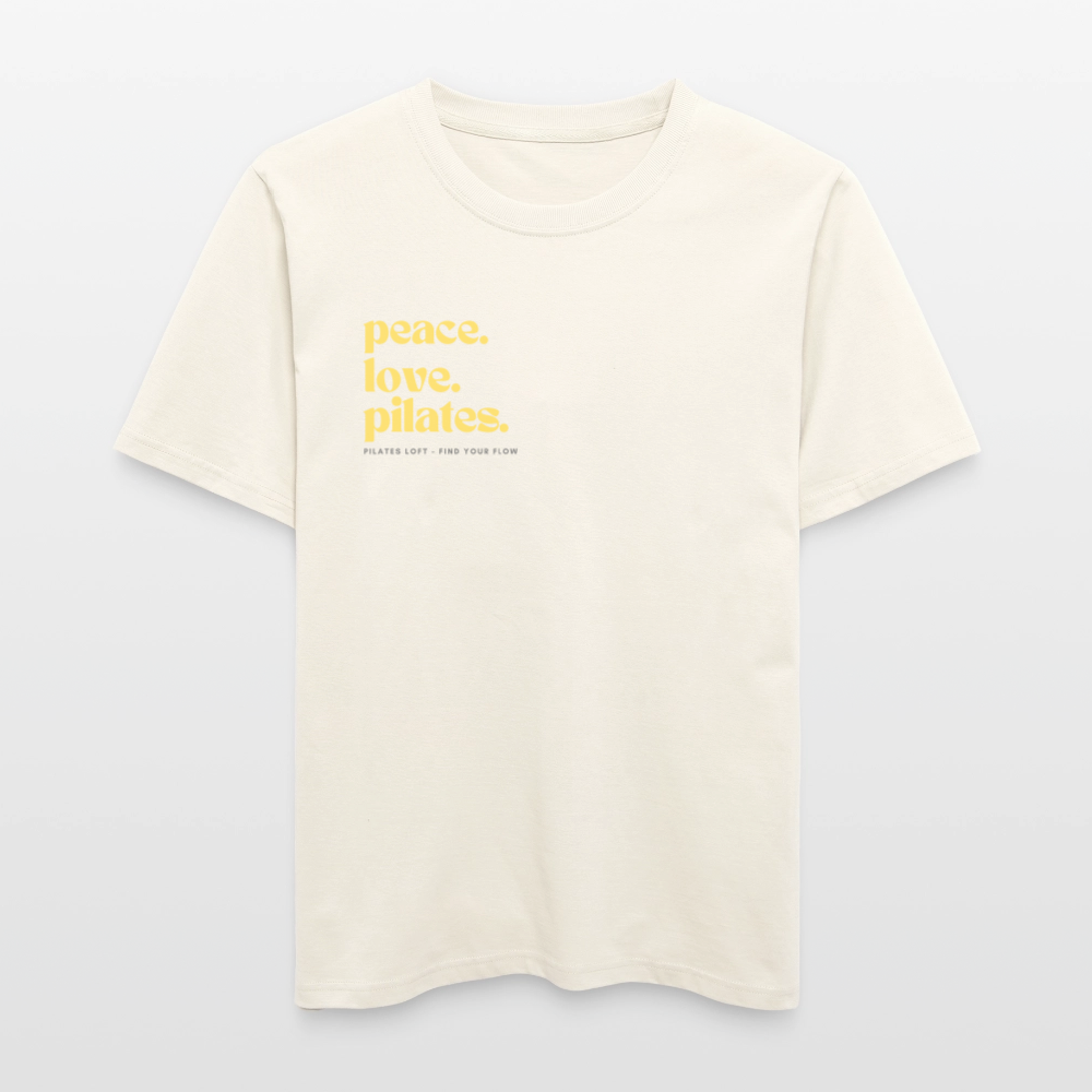Statement-Shirt „peace. love. pilates.“ – Bio-T-Shirt SPARKER - Naturweiß 