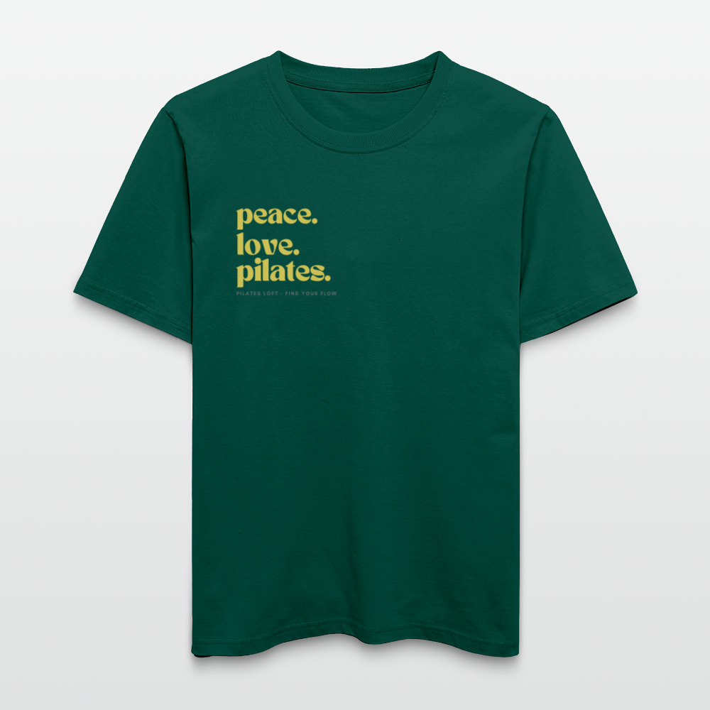 Statement-Shirt „peace. love. pilates.“ – Bio-T-Shirt SPARKER - Forest