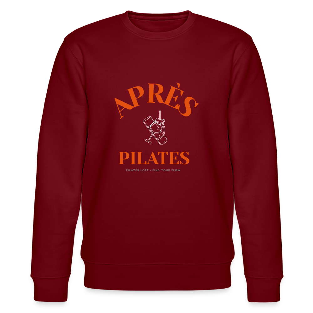 „après pilates – find your flow“ Unisex Bio-Sweater - Burgunderrot