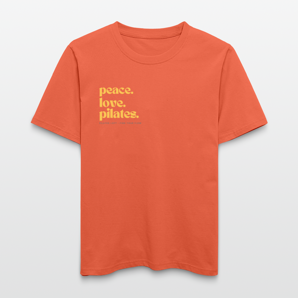Statement-Shirt „peace. love. pilates.“ – Bio-T-Shirt SPARKER - Hellrot