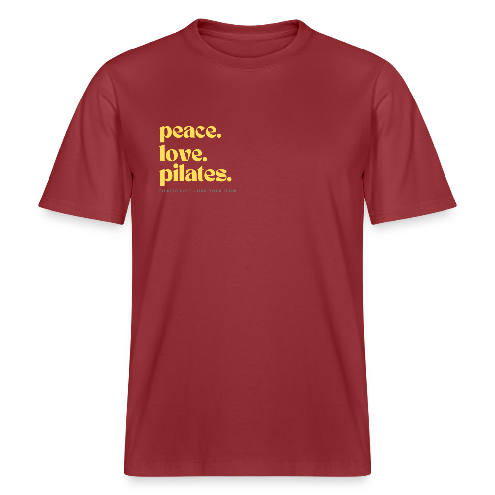 Statement-Shirt „peace. love. pilates.“ – Bio-T-Shirt SPARKER - Erdrot