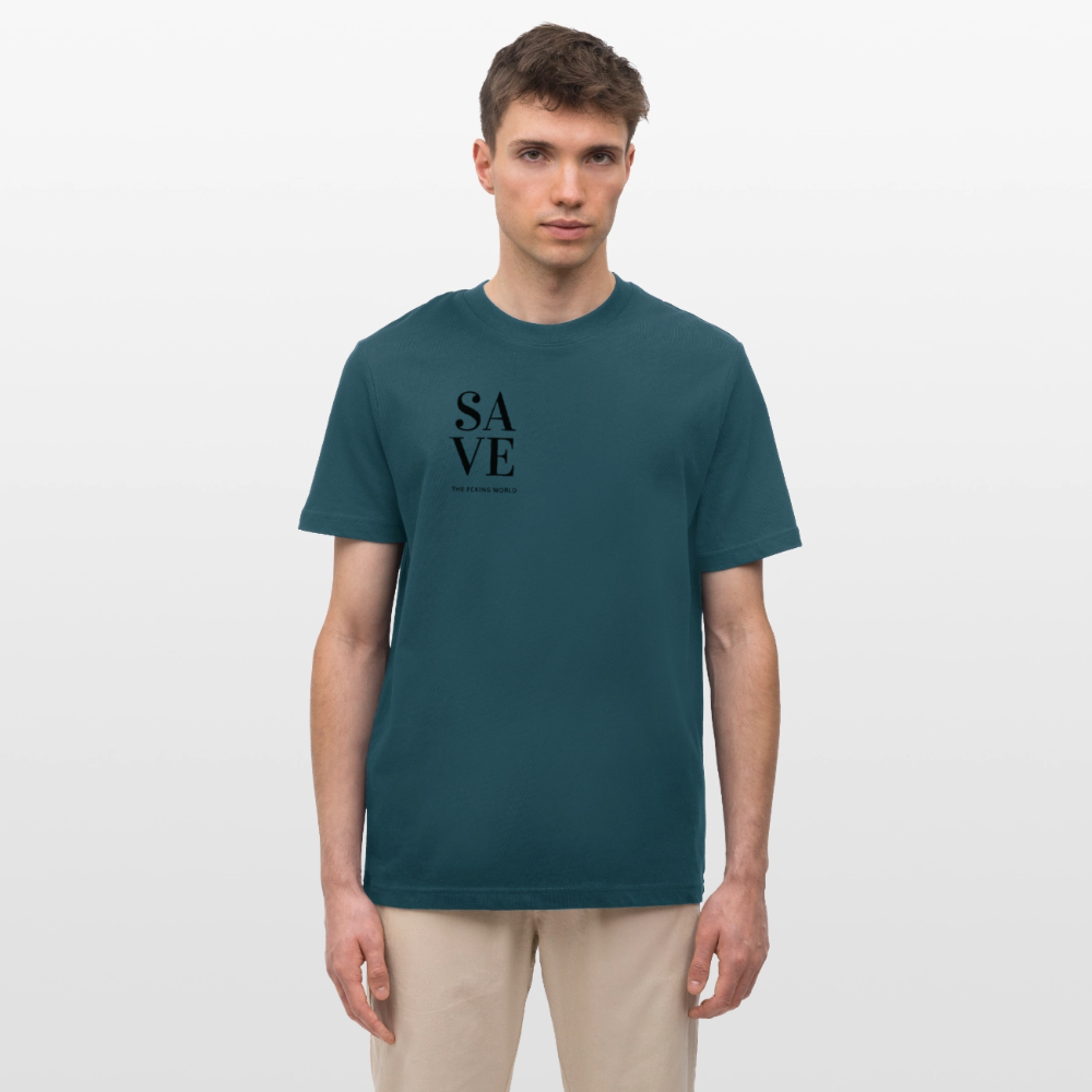 NPLNTB Statement-Shirt „SAVE THE F*CKING WORLD“ - Dunkles Petrol