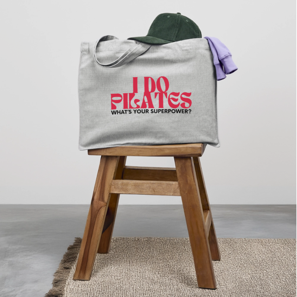NPLNTB Tote Bag „I Do Pilates – What’s Your Superpower?“ - Grau meliert