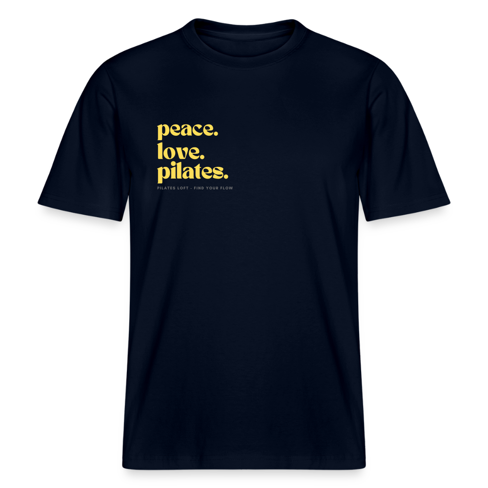 Statement-Shirt „peace. love. pilates.“ – Bio-T-Shirt SPARKER - Navy