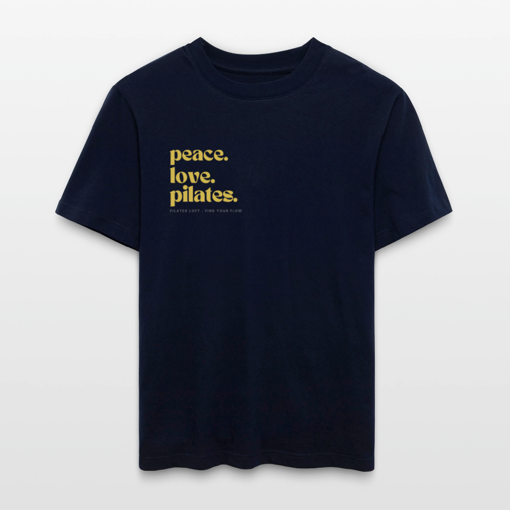 Statement-Shirt „peace. love. pilates.“ – Bio-T-Shirt SPARKER - Navy