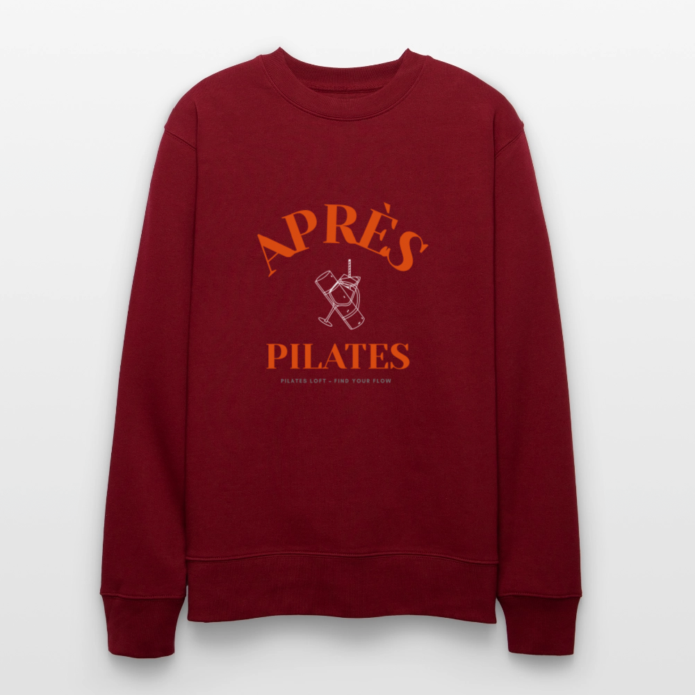 „après pilates – find your flow“ Unisex Bio-Sweater - Burgunderrot