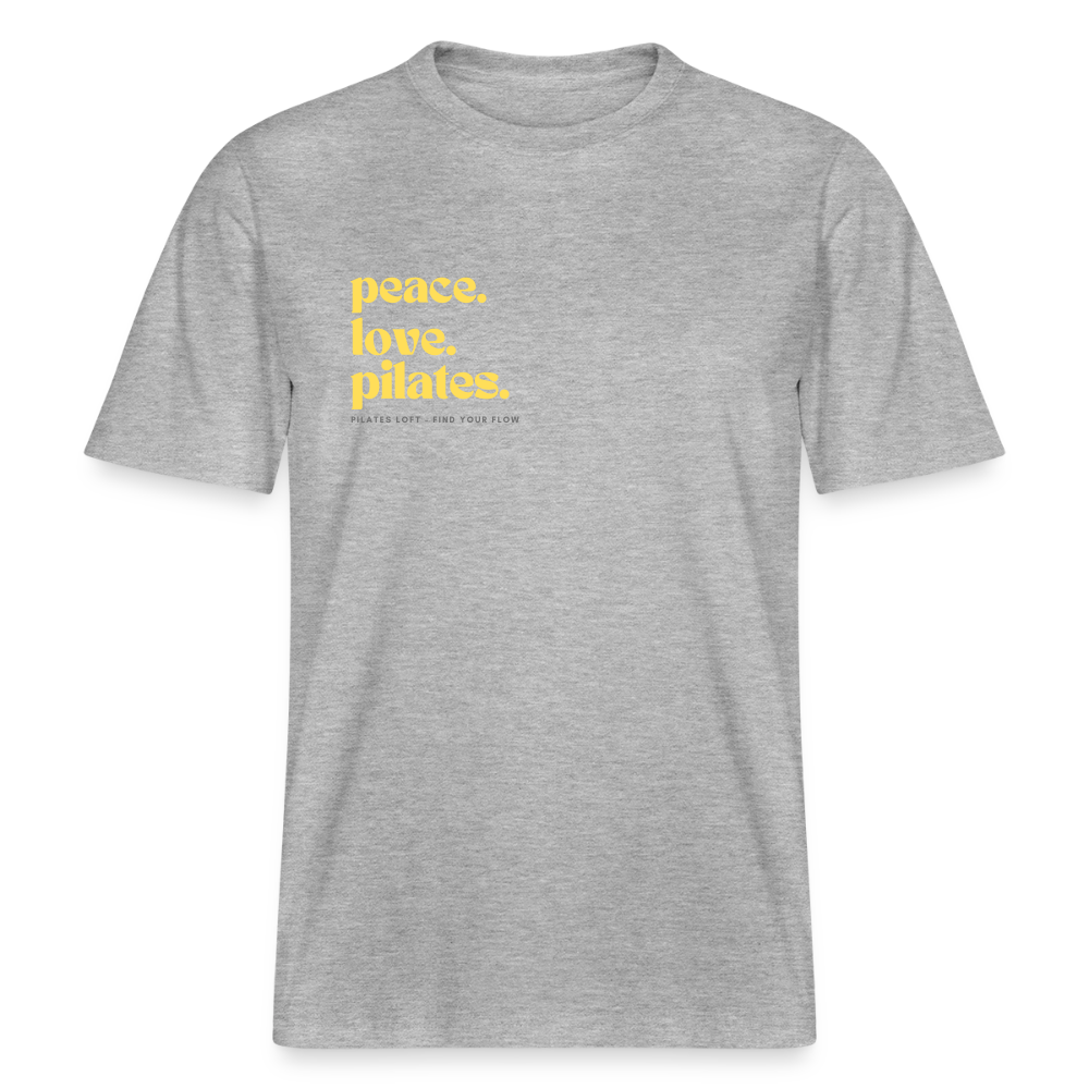 Statement-Shirt „peace. love. pilates.“ – Bio-T-Shirt SPARKER - Grau meliert