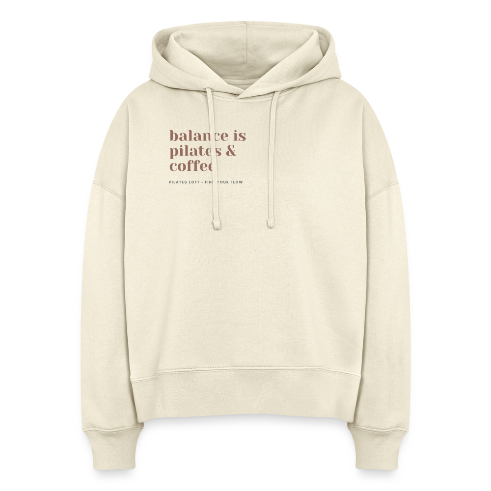 "balance is pilates & coffee" Frauen Hoodie - Weißgrau