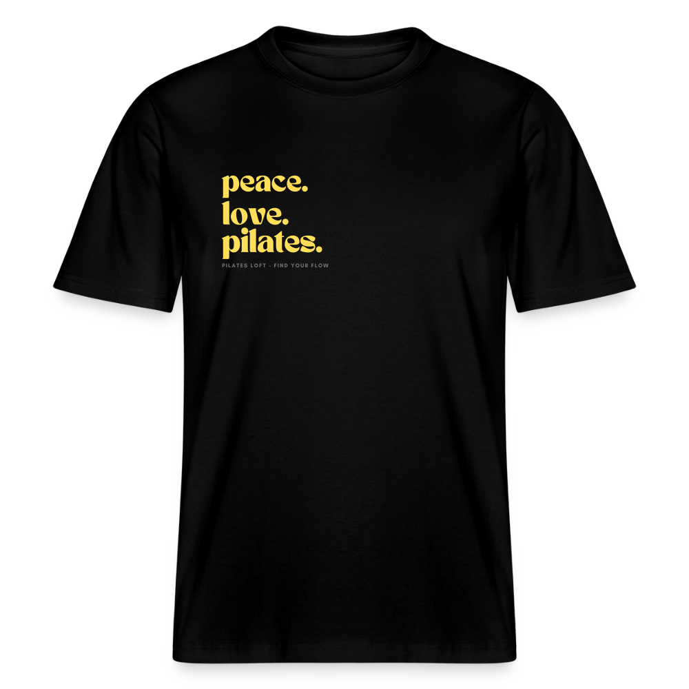 Statement-Shirt „peace. love. pilates.“ – Bio-T-Shirt SPARKER - Schwarz