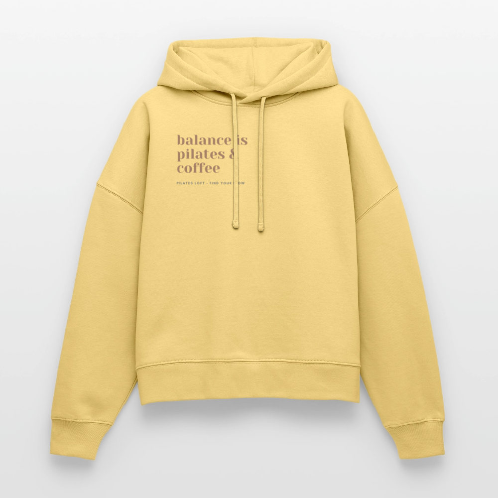 "balance is pilates & coffee" Frauen Hoodie - Hellgelb